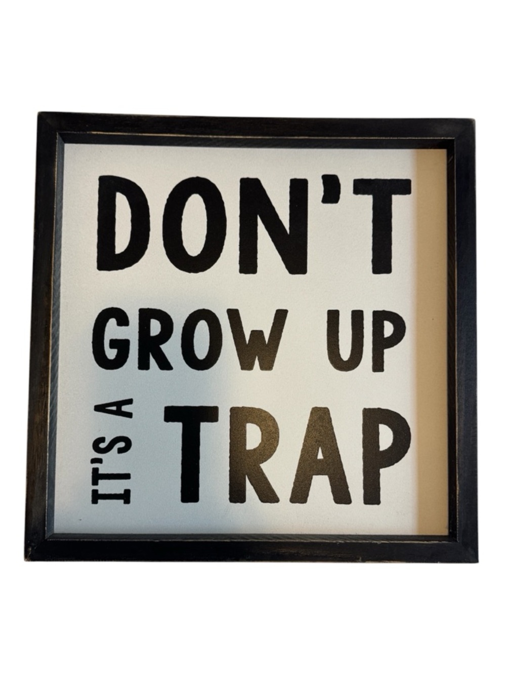 NWT Hobby Lobby "Don't Grow Up It's a Trap" Black White Wall Art Decor